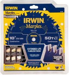 Irwin Blades - 10" Diam, 5/8" Arbor Hole Diam, 50 Tooth Wet & Dry Cut Saw Blade - Carbide-Tipped, Finishing Action, Standard Round Arbor - Top Tool & Supply