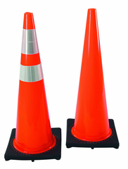 28" PVC Traffic Cone wit 6" & 4" rfl. Collars - Top Tool & Supply