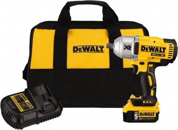 DeWALT - 1/2" Drive 20 Volt Mid-Handle Cordless Impact Wrench & Ratchet - 1,900 RPM, 0 to 2,400 BPM, 700 Ft/Lb Torque, 1 Lithium-Ion Battery Included - Top Tool & Supply