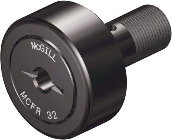 McGill - 32mm Roller Diam x 14mm Width, 12mm Stud Diam x 25mm Length, Crowned Sealed Stud Cam Follower - Steel, 14mm Thread Length, M12x1.5 Thread, 40mm OAL, 1,542 Lb Dynamic Cap, 1,810 Lb Static Cap - Top Tool & Supply