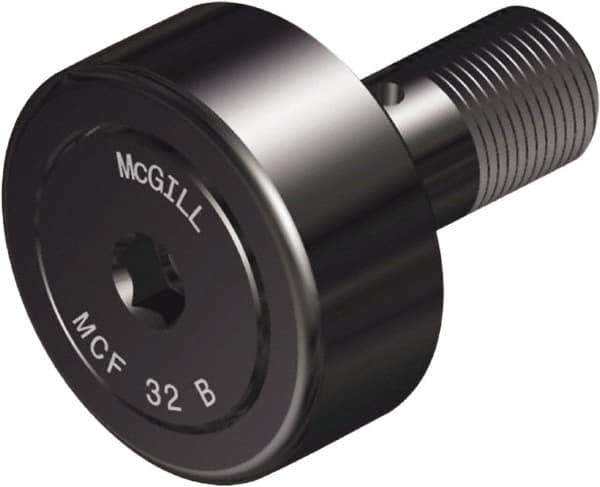 McGill - 90mm Roller Diam x 35mm Width, 30mm Stud Diam x 63mm Length, Crowned Sealed Stud Cam Follower with Hex - Steel, 32mm Thread Length, M30x1.5 Thread, 100mm OAL, 14,420 Lb Dynamic Cap, 22,999 Lb Static Cap - Top Tool & Supply