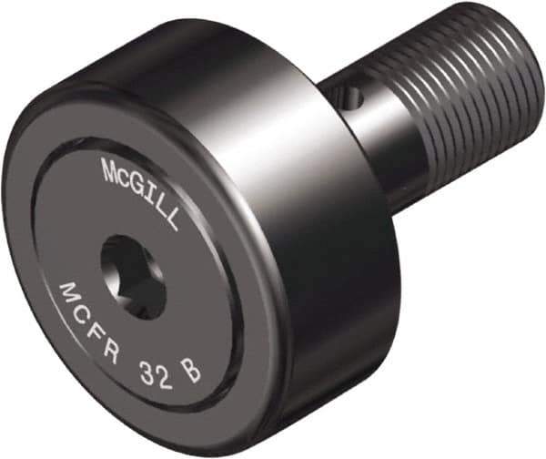 McGill - 30mm Roller Diam x 14mm Width, 12mm Stud Diam x 25mm Length, Crowned Sealed Stud Cam Follower with Hex - Steel, 14mm Thread Length, M12x1.5 Thread, 40mm OAL, 1,542 Lb Dynamic Cap, 1,810 Lb Static Cap - Top Tool & Supply