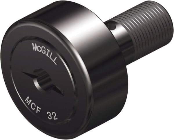 McGill - 40mm Roller Diam x 20mm Width, 18mm Stud Diam x 37mm Length, Crowned Stud Cam Follower - Steel, 19mm Thread Length, M18x1.5 Thread, 58mm OAL, 4,366 Lb Dynamic Cap, 7,239 Lb Static Cap - Top Tool & Supply