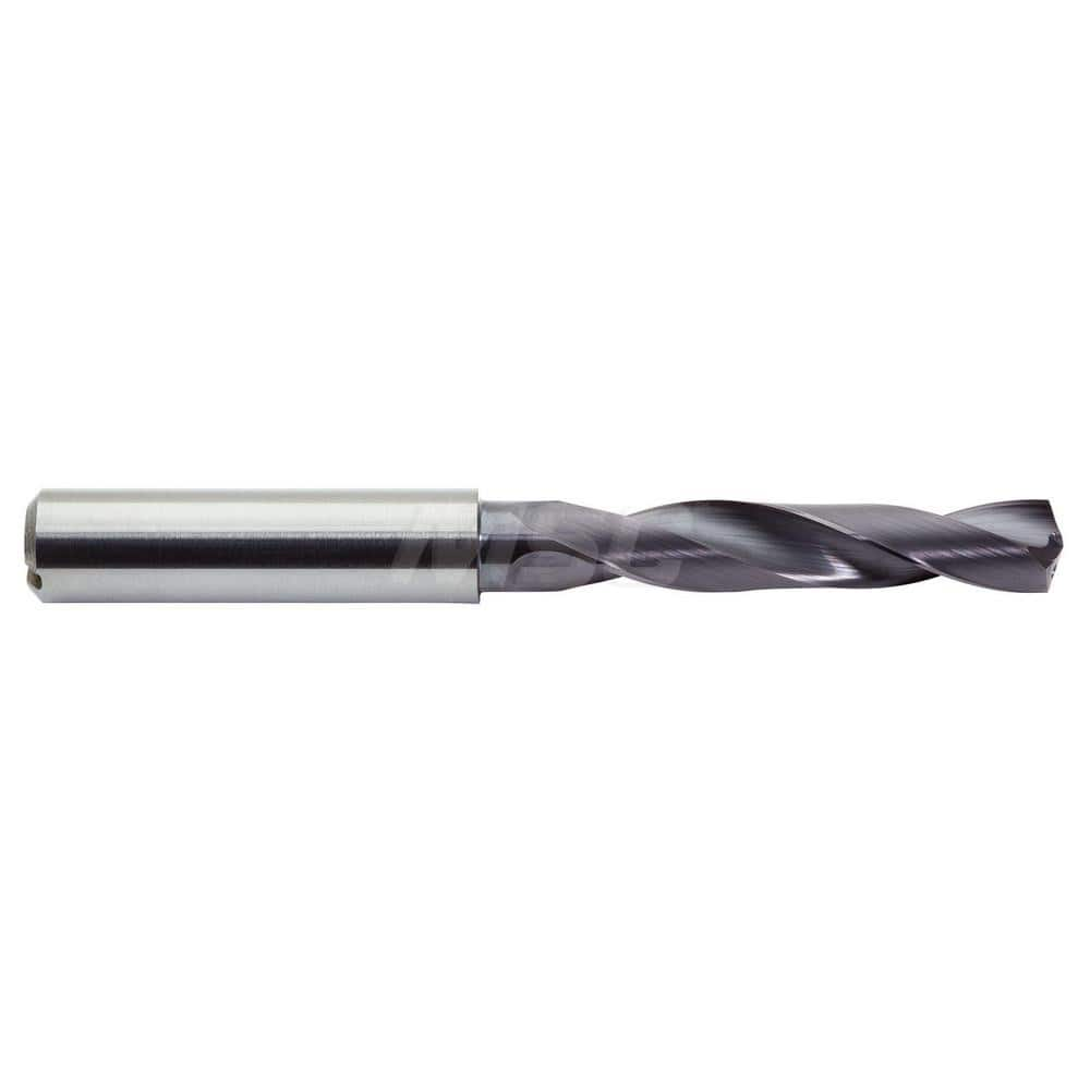 Screw Machine Length Drill Bit: Solid Carbide Coated, Right Hand Cut, Helical Flute, Straight-Cylindrical Shank, Series 2XDCS