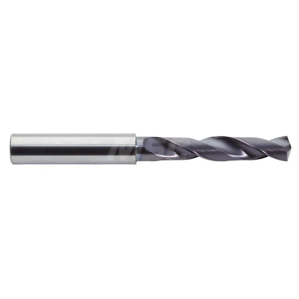 Screw Machine Length Drill Bit: 0.189″ Dia, 142 °, Solid Carbide Coated, Right Hand Cut, Spiral Flute, Straight-Cylindrical Shank, Series 2XDSS