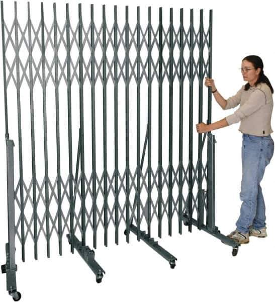 Hallowell - 6.54' High Portable Traffic Control Gate - Steel, Silver - Top Tool & Supply