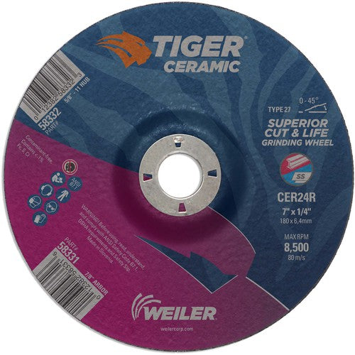 7X1/4 TIGER CERAMIC T27 GRIND WHL - Top Tool & Supply