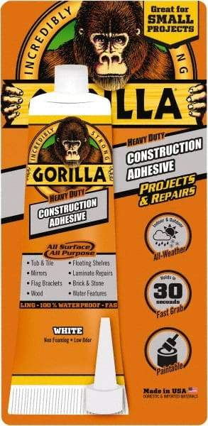 Gorilla Glue - White, Tube Silyl Terminated Polyether Construction Adhesive - -40 to 200°F Service Temperature, Indoor & Outdoor - Top Tool & Supply