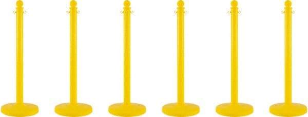 PRO-SAFE - 40" High, 2-1/2" Pole Diam, Warning Post - 14" Base Diam, Round Plastic Base, Yellow Plastic Post, For Outdoor Use - Top Tool & Supply