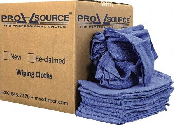 PRO-SOURCE - 25 Inch Long x 16 Inch Wide Virgin Cotton Rags - Blue, Denim, Lint Free, 5 Lbs. at 5 to 7 per Pound, Box - Top Tool & Supply