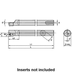 Kennametal - 11mm Min Bore Diam, 124.75mm OAL, 8mm Shank Diam, L-STFP Indexable Boring Bar - 19.12mm Max Bore Depth, TP.. 090204 Insert, Screw Holding Method - Top Tool & Supply