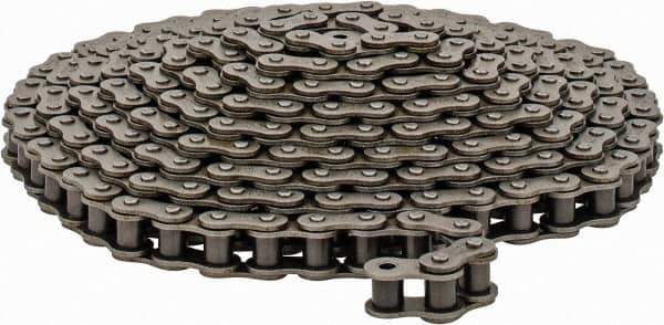 Browning - 1/2" Pitch, ANSI 40, Single Strand Roller Chain - Chain No. 40, 10 Ft. Long, 5/16" Roller Diam, 5/16" Roller Width - Top Tool & Supply