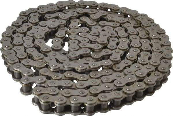 Browning - 5/8" Pitch, ANSI 50, Single Strand Roller Chain - Chain No. 50, 10 Ft. Long, 0.4" Roller Diam, 3/8" Roller Width - Top Tool & Supply