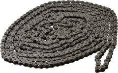 Browning - 1/4" Pitch, ANSI 25, Single Strand Roller Chain - Chain No. 25SS, 10 Ft. Long, 0.13" Roller Diam, 1/8" Roller Width - Top Tool & Supply