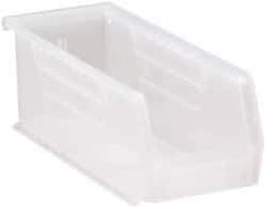 Quantum Storage - 30 Lb. Load Capacity, 10-7/8" Deep, Clear Polypropylene Hopper Stacking Bin - 4" High x 4-1/8" Wide x 10-7/8" Long - Top Tool & Supply