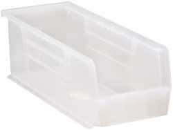 Quantum Storage - 50 Lb. Load Capacity, 14-3/4" Deep, Clear Polypropylene Hopper Stacking Bin - 5" High x 5-1/2" Wide x 14-3/4" Long - Top Tool & Supply