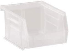 Quantum Storage - 10 Lb. Load Capacity, 5-3/8" Deep, Clear Polypropylene Hopper Stacking Bin - 3" High x 4-1/8" Wide x 5-3/8" Long - Top Tool & Supply