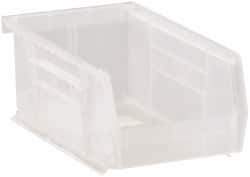 Quantum Storage - 10 Lb. Load Capacity, 7-3/8" Deep, Clear Polypropylene Hopper Stacking Bin - 3" High x 4-1/8" Wide x 7-3/8" Long - Top Tool & Supply