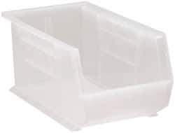 Quantum Storage - 60 Lb. Load Capacity, 14-3/4" Deep, Clear Polypropylene Hopper Stacking Bin - 7" High x 8-1/4" Wide x 14-3/4" Long - Top Tool & Supply