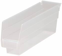 Quantum Storage - 30 Lb. Load Capacity, 11-5/8" Deep, Clear Polypropylene Hopper Shelf Bin - 4" High x 2-3/4" Wide x 11-5/8" Long - Top Tool & Supply