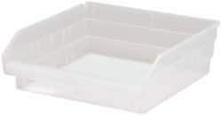 Quantum Storage - 30 Lb. Load Capacity, 11-5/8" Deep, Clear Polypropylene Hopper Shelf Bin - 4" High x 11-1/8" Wide x 11-5/8" Long - Top Tool & Supply