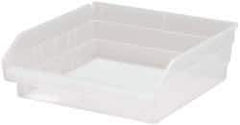 Quantum Storage - 30 Lb. Load Capacity, 11-5/8" Deep, Clear Polypropylene Hopper Shelf Bin - 4" High x 11-1/8" Wide x 11-5/8" Long - Top Tool & Supply