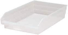 Quantum Storage - 40 Lb. Load Capacity, 17-7/8" Deep, Clear Polypropylene Hopper Shelf Bin - 4" High x 11-1/8" Wide x 17-7/8" Long - Top Tool & Supply