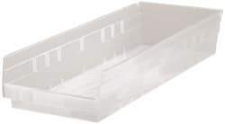 Quantum Storage - 50 Lb. Load Capacity, 23-5/8" Deep, Clear Polypropylene Hopper Shelf Bin - 4" High x 8-3/8" Wide x 23-5/8" Long - Top Tool & Supply