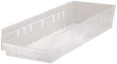 Quantum Storage - 50 Lb. Load Capacity, 23-5/8" Deep, Clear Polypropylene Hopper Shelf Bin - 4" High x 8-3/8" Wide x 23-5/8" Long - Top Tool & Supply