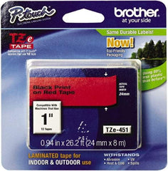 Brother - 1" Wide, Red Tape Cassette - For Label Maker - Top Tool & Supply