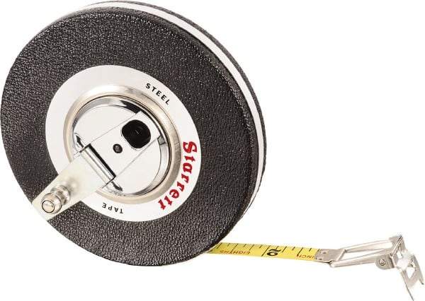 Starrett - 50' x 3/8" Yellow Blade Tape Measure - 1/8" Graduation, L5 Graduation Style, Black Case - Top Tool & Supply