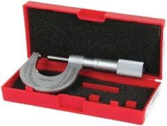 Starrett - Mechanical, 0 to 1 Inch Measurement, Satin Chrome Finish Carbide Face Ball Anvil Micrometer - 0.001 Inch Graduation - Top Tool & Supply