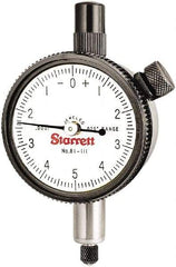 Starrett - 0.025" Range, 0-5-0 Dial Reading, 0.0001" Graduation Dial Drop Indicator - 1-11/16" Dial, 0.01" Range per Revolution - Top Tool & Supply