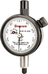 Starrett - 0.025" Range, 0-10 (Continuous), 0-5-0 (Balanced) Dial Reading, 0.0001" Graduation Dial Drop Indicator - 1-11/16" Dial, 0.01" Range per Revolution, Revolution Counter - Top Tool & Supply