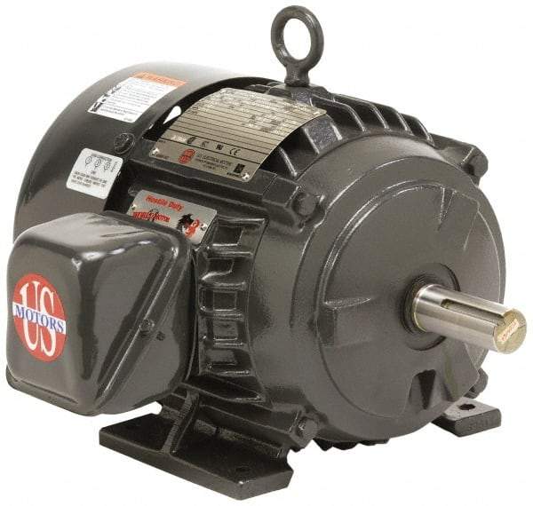 US Motors - 125 hp, TEFC Enclosure, No Thermal Protection, 3,575 RPM, 460 Volt, 60 Hz, Three Phase Energy Efficient Motor - Size 444 Frame, Rigid Mount, 1 Speed, Ball Bearings, 149 Full Load Amps, F Class Insulation, CCW Lead End - Top Tool & Supply