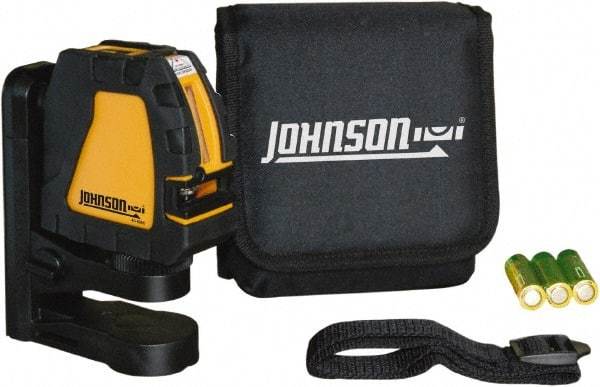 Johnson Level & Tool - 2 Beam 150' (Interior) Max Range Self Leveling Cross Line Laser - Red Beam, 1/8" at 35' Accuracy, 4-1/8" Long x 4-1/8" Wide x 1-15/16" High, Battery Included - Top Tool & Supply