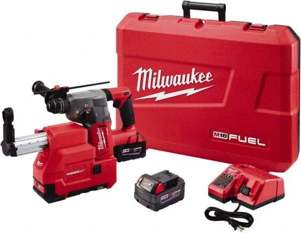 Milwaukee Tool - 18 Volt 1-1/8" SDS Plus Chuck Cordless Rotary Hammer - 0 to 5,000 BPM, 0 to 1,300 RPM, Reversible - Top Tool & Supply