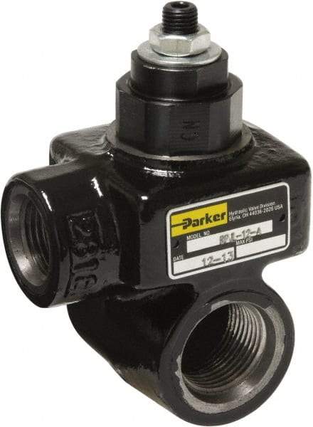 Parker - 25 GPM 5/8 Inlet Cast Iron Hydraulic Control Valve - 7/8-14 Thread, 5,000 psi, 2.24" Wide x 4.26" Long - Top Tool & Supply