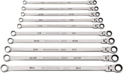 GearWrench - 10 Piece, 1/4" to 3/4", Ratcheting Flexhead Combination Wrench Set - Inch Measurement Standard, Chrome Finish - Top Tool & Supply