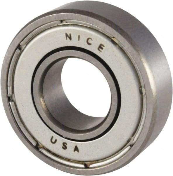 Nice - 3/8" Bore Diam, 29/32" OD, Double Shield Precision Ground Radial Ball Bearing - 5/16" Wide, 1 Row, Round Bore, 300 Lb Static Capacity, 698 Lb Dynamic Capacity - Top Tool & Supply