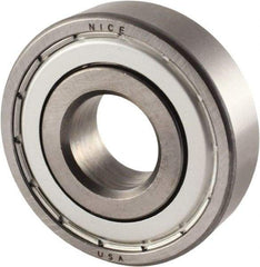 Nice - 3/4" Bore Diam, 2" OD, Double Shield Semi Ground Extra Light Radial Ball Bearing - 9/16" Wide, 1 Row, Round Bore, 1,350 Lb Static Capacity, 1,480 Lb Dynamic Capacity - Top Tool & Supply