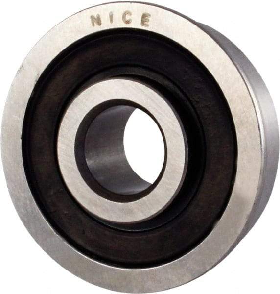 Nice - 5/16" Bore Diam, 7/8" OD, Double Seal Semi Ground Extra Light Radial Ball Bearing - 11/32" Wide, With Flange, 1 Row, Round Bore, 255 Lb Static Capacity, 325 Lb Dynamic Capacity - Top Tool & Supply