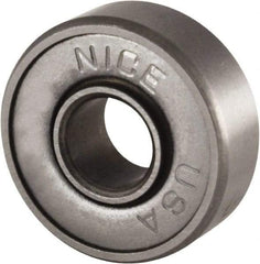 Nice - 1/4" Bore Diam, 11/16" OD, Double Shield Semi Ground Extra Light Radial Ball Bearing - 1/4" Wide, 1 Row, Round Bore, 170 Lb Static Capacity, 255 Lb Dynamic Capacity - Top Tool & Supply