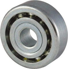 Nice - 1/4" Bore Diam, 7/8" OD, Open Unground Full Complement Radial Ball Bearing - 1/4" Wide, 1 Row, Round Bore, 403 Lb Dynamic Capacity - Top Tool & Supply