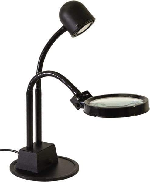 Electrix - 7 Volt, LED, Machine Light - Weighted for Desk, 7 Ft. Cord, 1.75x Magnification, 5 Inch Light Diameter, Black - Top Tool & Supply