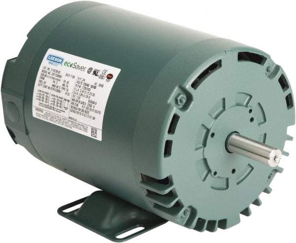 Leeson - 1/2 Max hp, 1,800 Max RPM, Premium Efficient Electric AC DC Motor - 230/460 V Input, Three Phase, 56 Frame, 5/8" Shaft Diam, Rigid Base Mount, ODP Enclosure - Top Tool & Supply