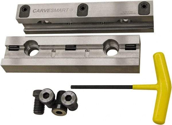 CarveSmart - 1" Jaw Width, 1.99" Jaw Height, 1" Jaw Thickness, Quick Change Jaw System Vise Jaw Sets - Steel, Bolt-On, 2 Jaws, Semi-Hard Jaws - Top Tool & Supply