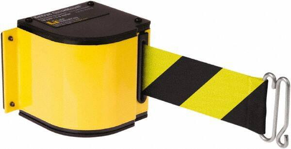 Lavi Industries - 3-1/2" High x 3-1/4" Long x 3-1/4" Wide Retractable Barrier Belt - Aluminum, Powdercoat Finish, Yellow, Use with Upright - Top Tool & Supply