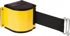 Lavi Industries - 3-1/2" High x 3-1/4" Long x 3-1/4" Wide Retractable Barrier Belt - Aluminum, Powdercoat Finish, Yellow, Use with Upright - Top Tool & Supply