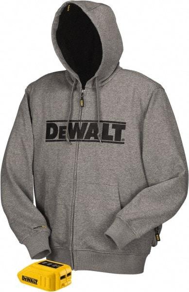 DeWALT - Size S Heated & Cold Weather Jacket - Gray, Polyester, Zipper Closure - Top Tool & Supply